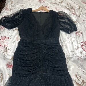 Endless Rose Black Textured Long Sleeve Dress